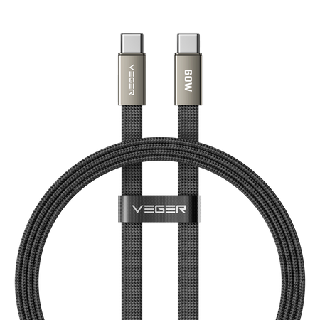 Veger - Cavo USB 2.0 per qualsiasi dispositivo - Da USB-C a USB-C - Guaina in metallo, nylon intrecciato con ABS