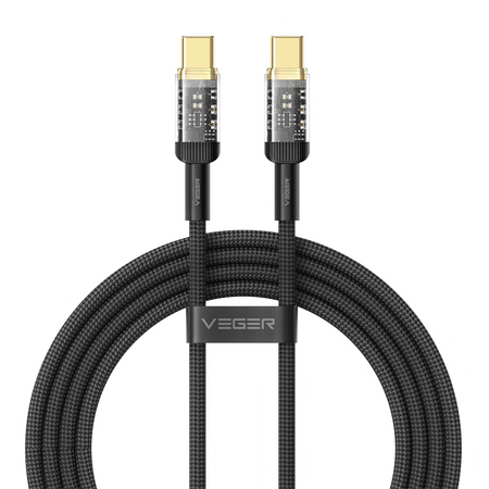 Veger - Cavo USB 2.0 per qualsiasi dispositivo - Da USB-C a USB-C - Connettore con indicatore LED, nylon acrilico
