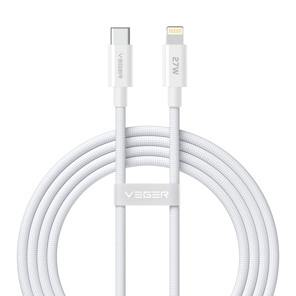 Veger - Cavo USB 2.0 per qualsiasi dispositivo - Da USB-C a Lightning - Guaina in metallo, nylon intrecciato con ABS