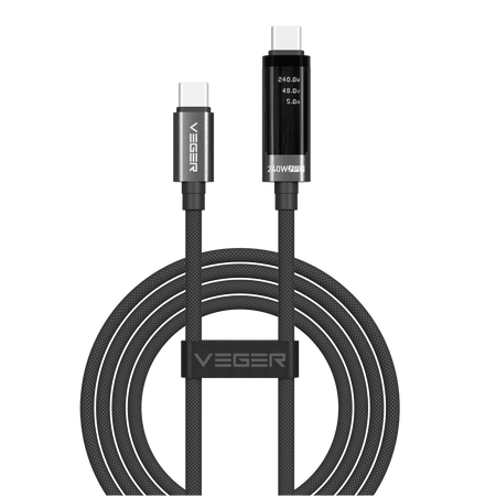 Veger - Cavo USB 2.0 per qualsiasi dispositivo - Da USB-C a USB-C - Connettore con display multifunzione