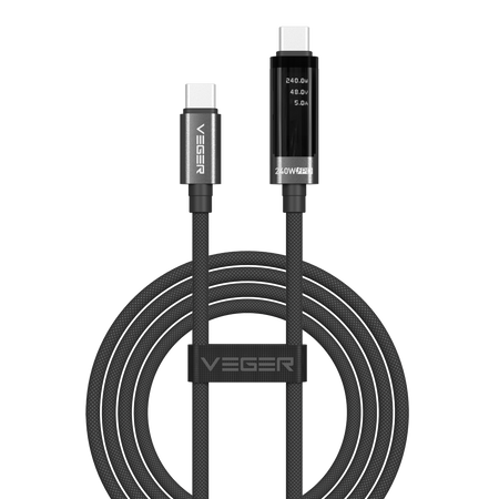 Veger - Cavo USB 2.0 per qualsiasi dispositivo - Da USB-C a USB-C - Connettore con display multifunzione