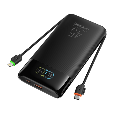 VEGER Power Bank con pantalla digital - Capacidad 20000mAh - Entradas 2x USB-C, 1x USB-A y cables integrados