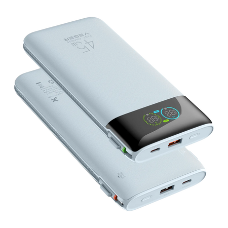VEGER Power Bank con pantalla digital - Capacidad 20000mAh - Entradas 2x USB-C, 1x USB-A y cables integrados