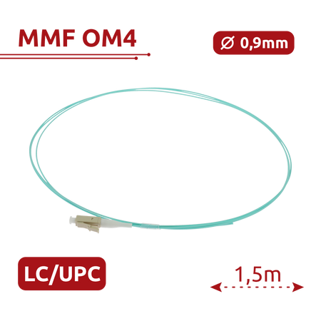 Safire Pigtail in fibra ottica simplex - Fibra multimodale OM4 ad alta velocità - Connettore LC con finitura UPC