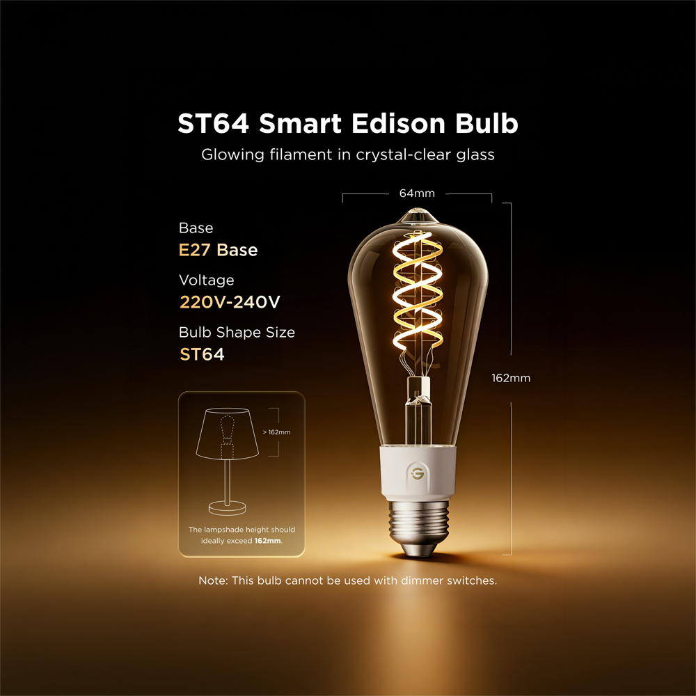 Lampadina intelligente Edison ST64 E27 Govee - Wi-Fi 2.4 GHz + Bluetooth - Colore segmentato + Bianco caldo/freddo