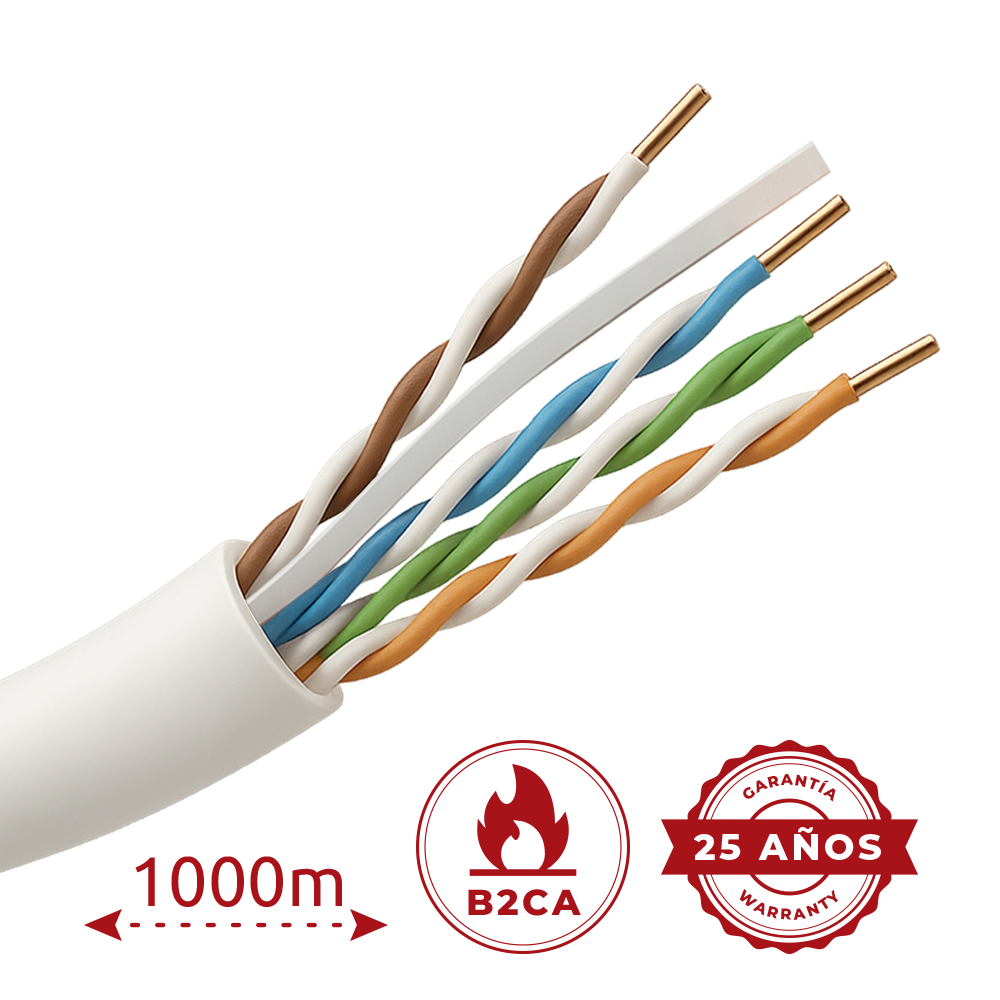 Safire Cavo dati U/UTP di categoria 6A a 4 doppini - Conduttore in rame puro massiccio Bare Copper
