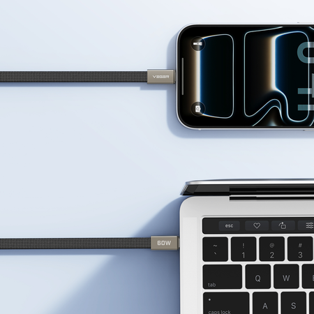 Veger - Cavo USB 2.0 per qualsiasi dispositivo - Da USB-C a USB-C - Guaina in metallo, nylon intrecciato con ABS