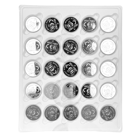 Pack 25x Batterie a bottone CR2016 - Vendita in vassoio 25ud | Prezzo per vassoio - Lito Li-MnO2 non ricaricabile