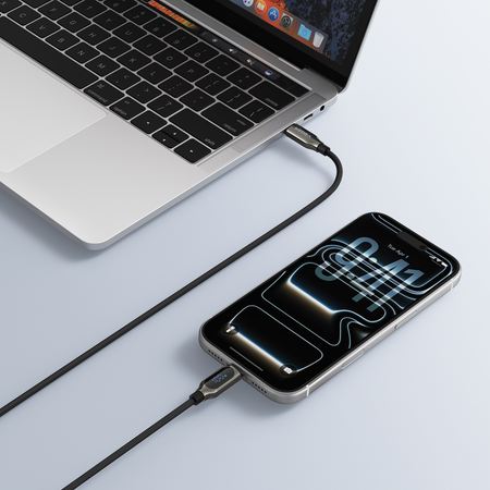 Veger - Cavo USB 2.0 per qualsiasi dispositivo - Da USB-C a USB-C - Connettore in lega di zinco con display digitale