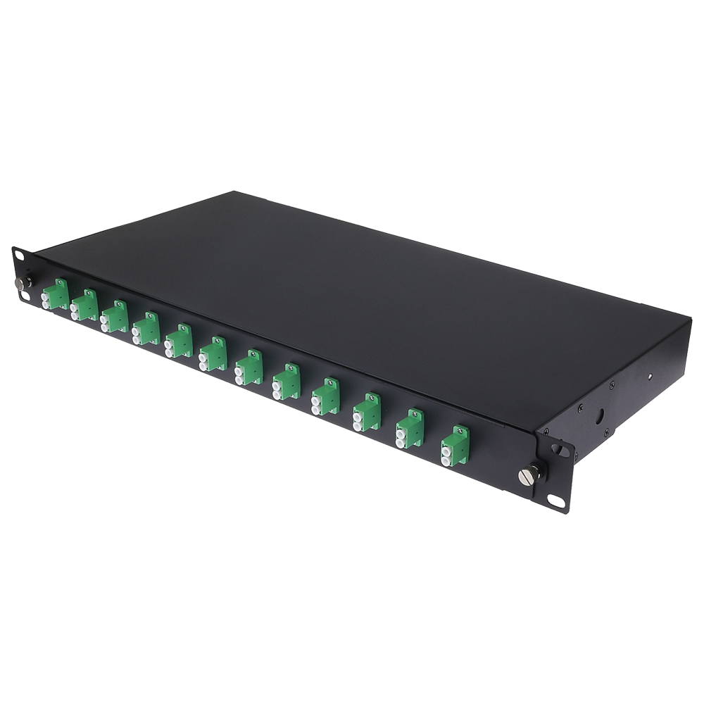 Pannello patch 1U per rack da 19 pollici - Include 12 adattatori LC duplex preinstallati