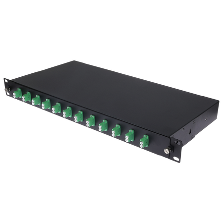 Pannello patch 1U per rack da 19 pollici - Include 12 adattatori LC duplex preinstallati