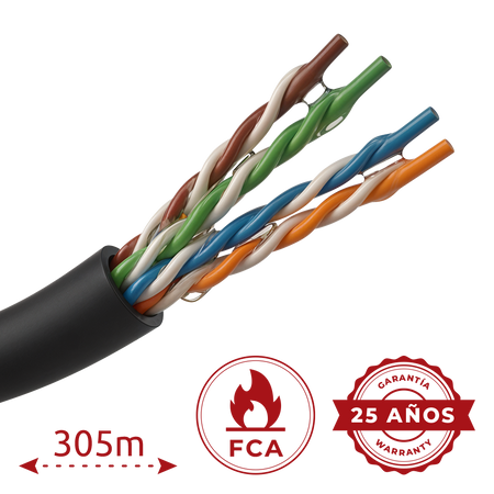 Safire Bobina di cavo di rete Cat5e da 305 metri - Conduttore CCA in alluminio rivestito di rame