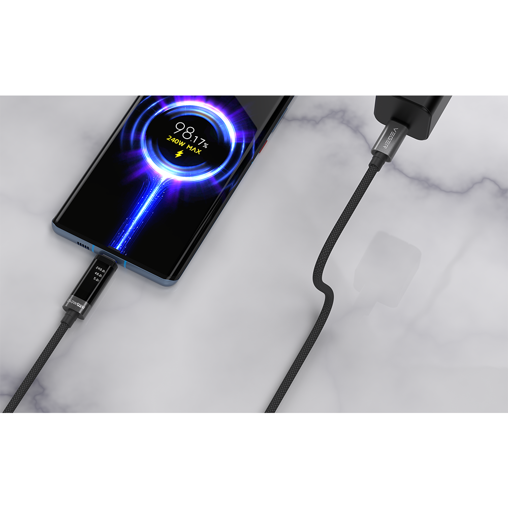 Veger - Cavo USB 2.0 per qualsiasi dispositivo - Da USB-C a USB-C - Connettore con display multifunzione