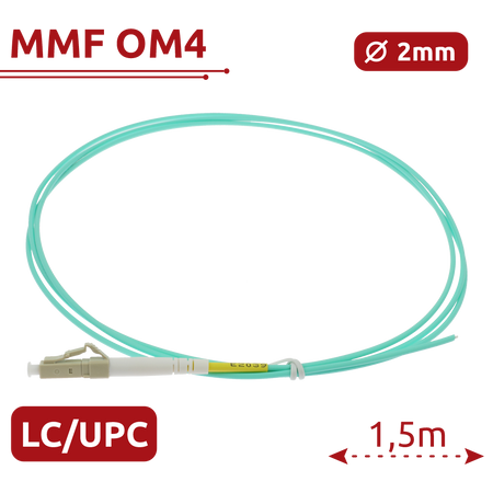 Safire Pigtail in fibra ottica simplex - Fibra multimodale OM4 ad alta velocità - Connettore LC con finitura UPC