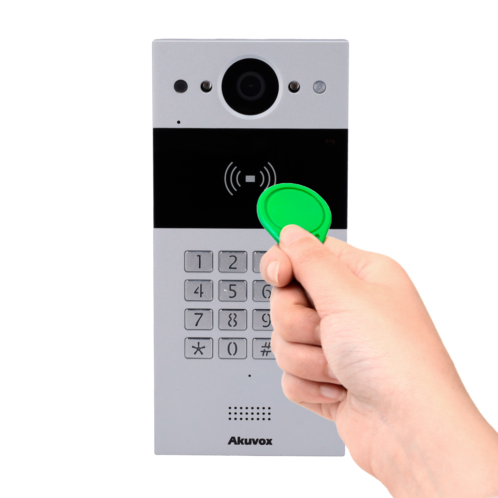 Akuvox Videocitofono IP da parete - Telecamera 2 Mp | Audio bidirezionale - Apertura con scheda EM/MF, NFC e PIN | 2 rel