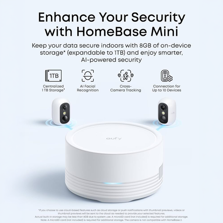 EufyCam C35 2+1 (HomeBase Mini) - Visione notturna a colori PureColor - L'AI rileva persone, veicoli e animali domestici