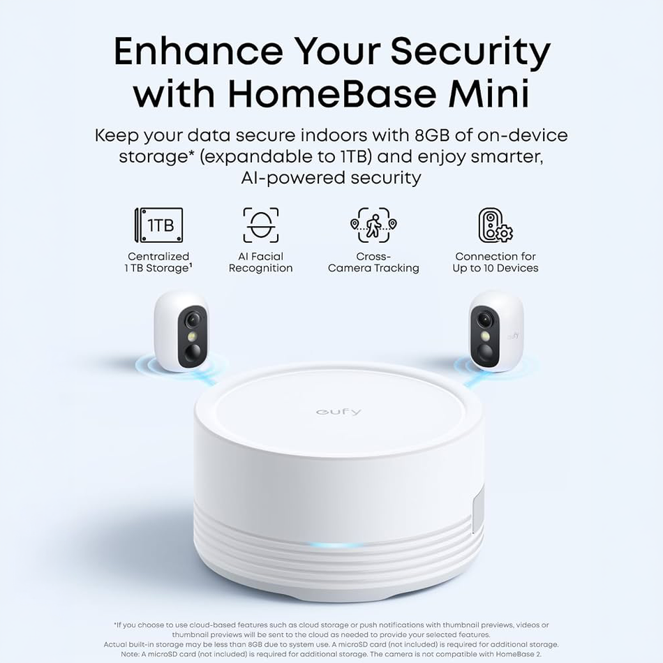 EufyCam C35 2+1 (HomeBase Mini) - Visione notturna a colori PureColor - L'AI rileva persone, veicoli e animali domestici