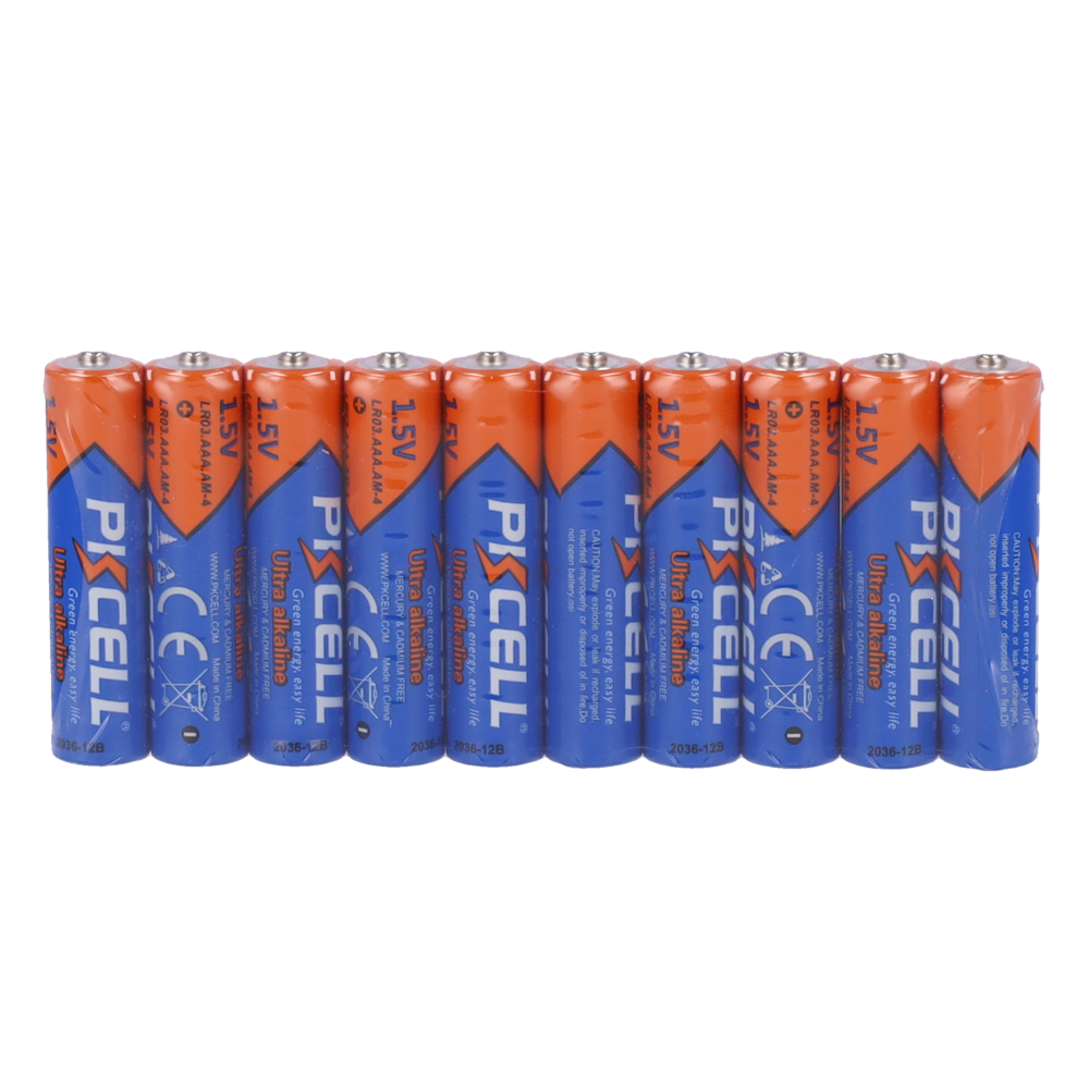 Pack 10x Pila LR03 / AAA - PKCELL - Alcalina Zn-MnO2 non ricaricabile - Tensione 1.5V - Capacità nominale 650mAh