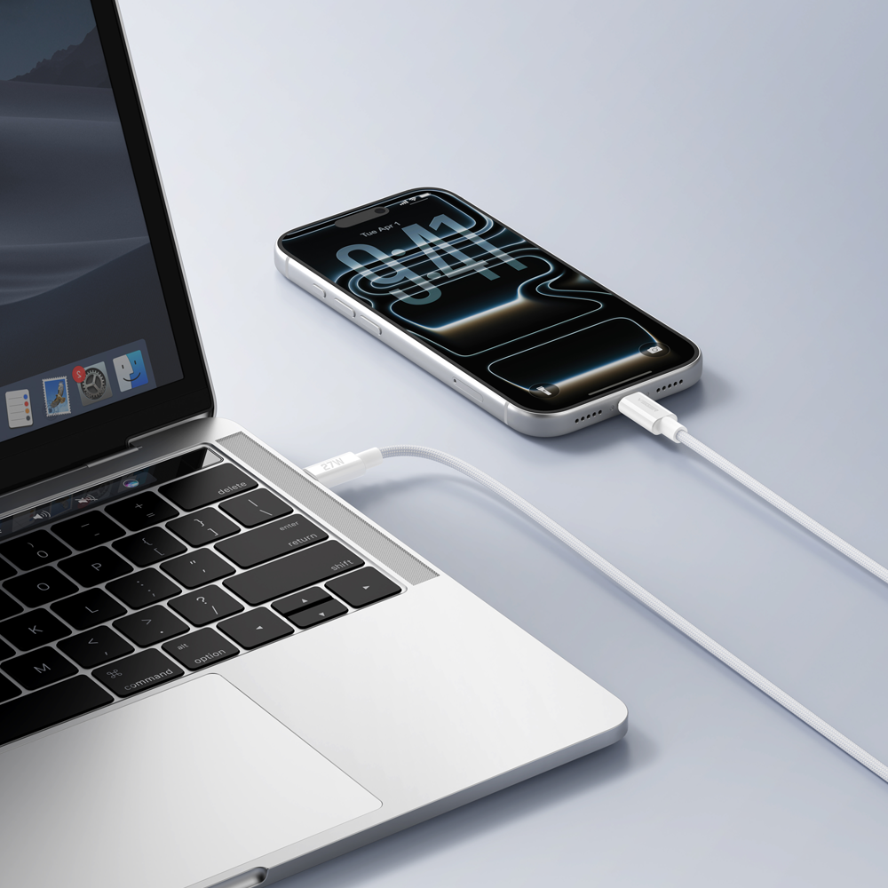 Veger - Cavo USB 2.0 per qualsiasi dispositivo - Da USB-C a Lightning - Guaina in metallo, nylon intrecciato con ABS