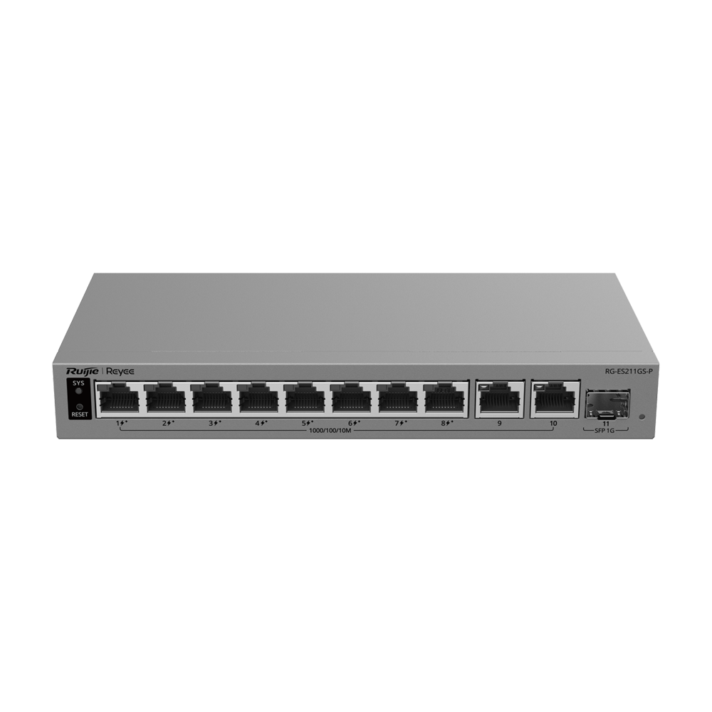Ruijie Reyee Cloud Managed L2 Switch - 10 porte Gigabit RJ45 e 1 slot SFP