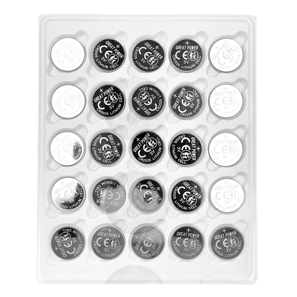 Pack 25x Batterie a bottone CR2025 - Vendita in vassoio 25ud | Prezzo per vassoio - Lito Li-MnO2 non ricaricabile