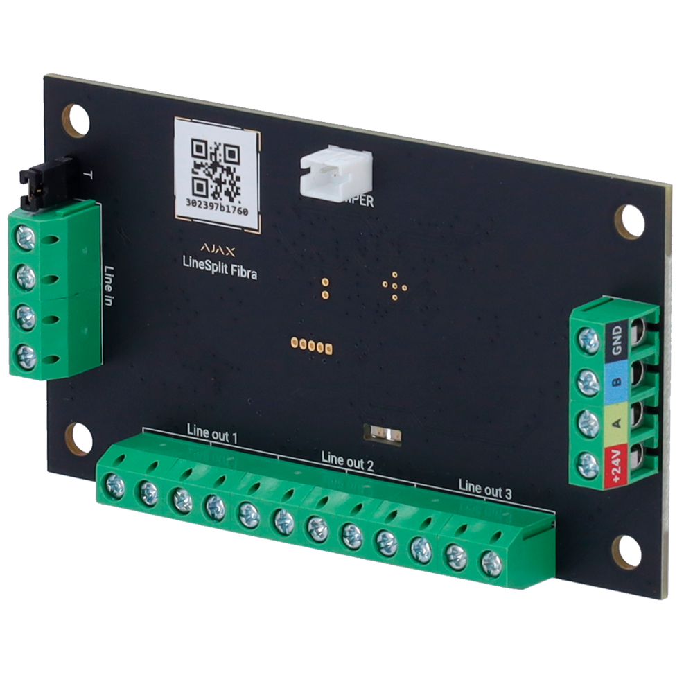 Ajax Modulo per la suddivisione di una linea Fibra in quattro - Certificato NFA2P e grado 3 - Protocollo Fibra