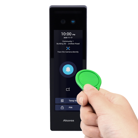 Akuvox Controllo accessi IP65 IK07 - Riconoscimento facciale, scheda MF, NFC, BLE e QR | 2 relè