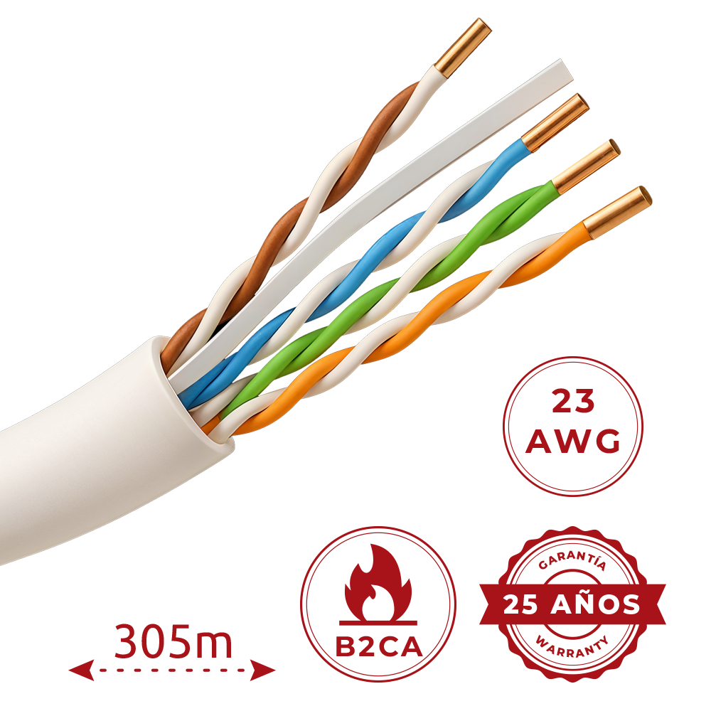 Safire Cavo dati U/UTP di categoria 6A a 4 doppini - Conduttore in rame massiccio puro 23AWG 0.57mm