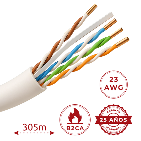 Safire Cavo dati U/UTP di categoria 6A a 4 doppini - Conduttore in rame massiccio puro 23AWG 0.57mm
