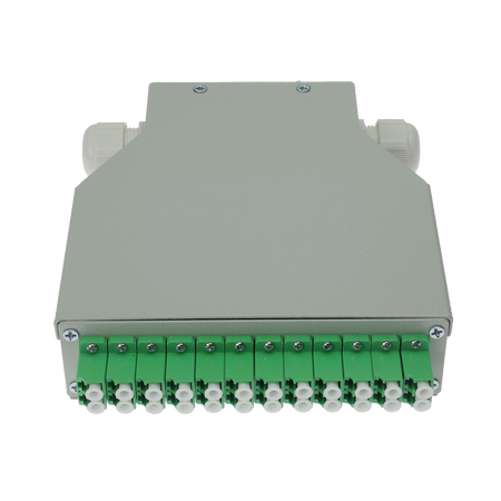Box di distribuzione in fibra ottica per guida DIN - Include 12 adattatori LC duplex preinstallati