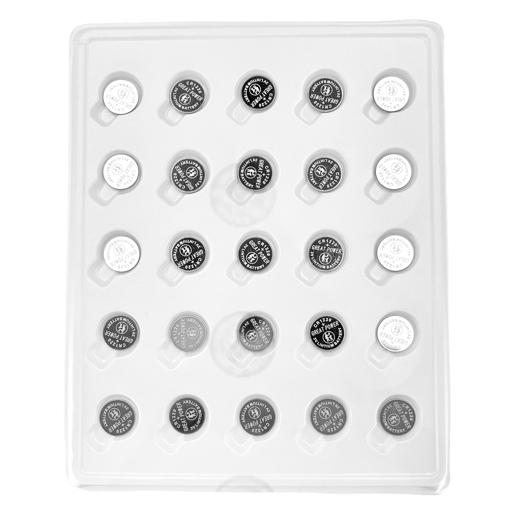 Pack 25x Batterie a bottone CR1220 - Vendita in vassoio 25ud | Prezzo per vassoio - Lito Li-MnO2 non ricaricabile