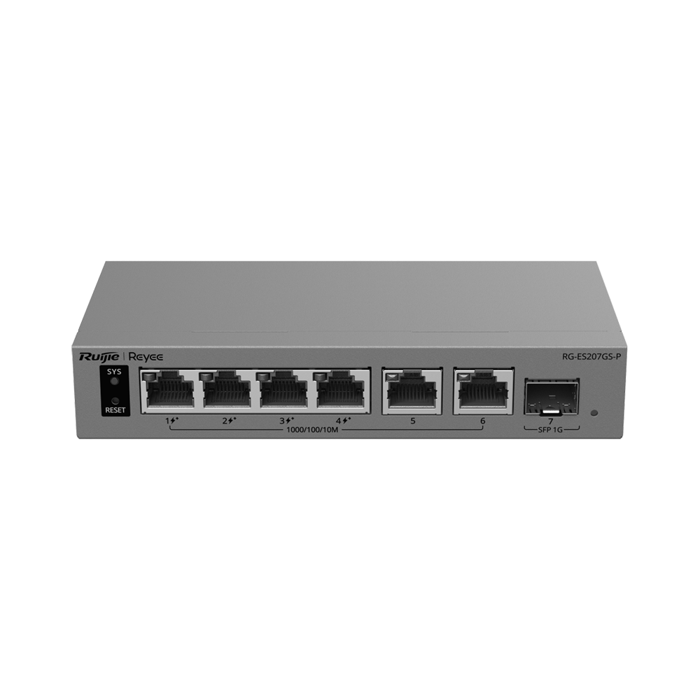 Ruijie Reyee Cloud Managed L2 PoE Switch - 6 porte Gigabit e 1 slot SFP di uplink