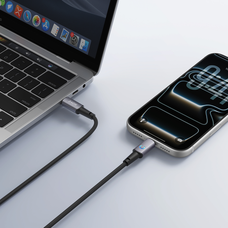 Veger - Cavo USB 2.0 per qualsiasi dispositivo - Da USB-C a USB-C - Connettore in lega di alluminio con LED