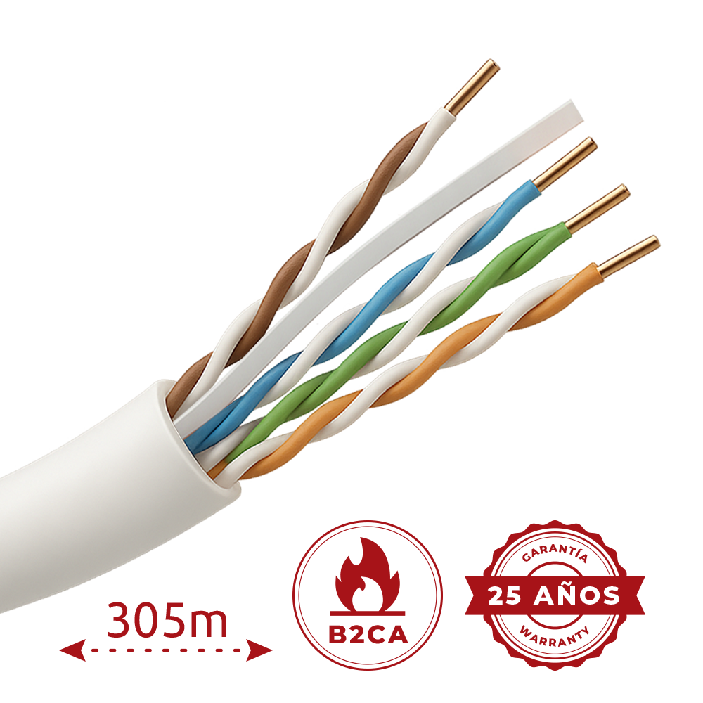 Safire Cavo dati U/UTP di categoria 6A a 4 doppini - Conduttore in rame puro massiccio Bare Copper
