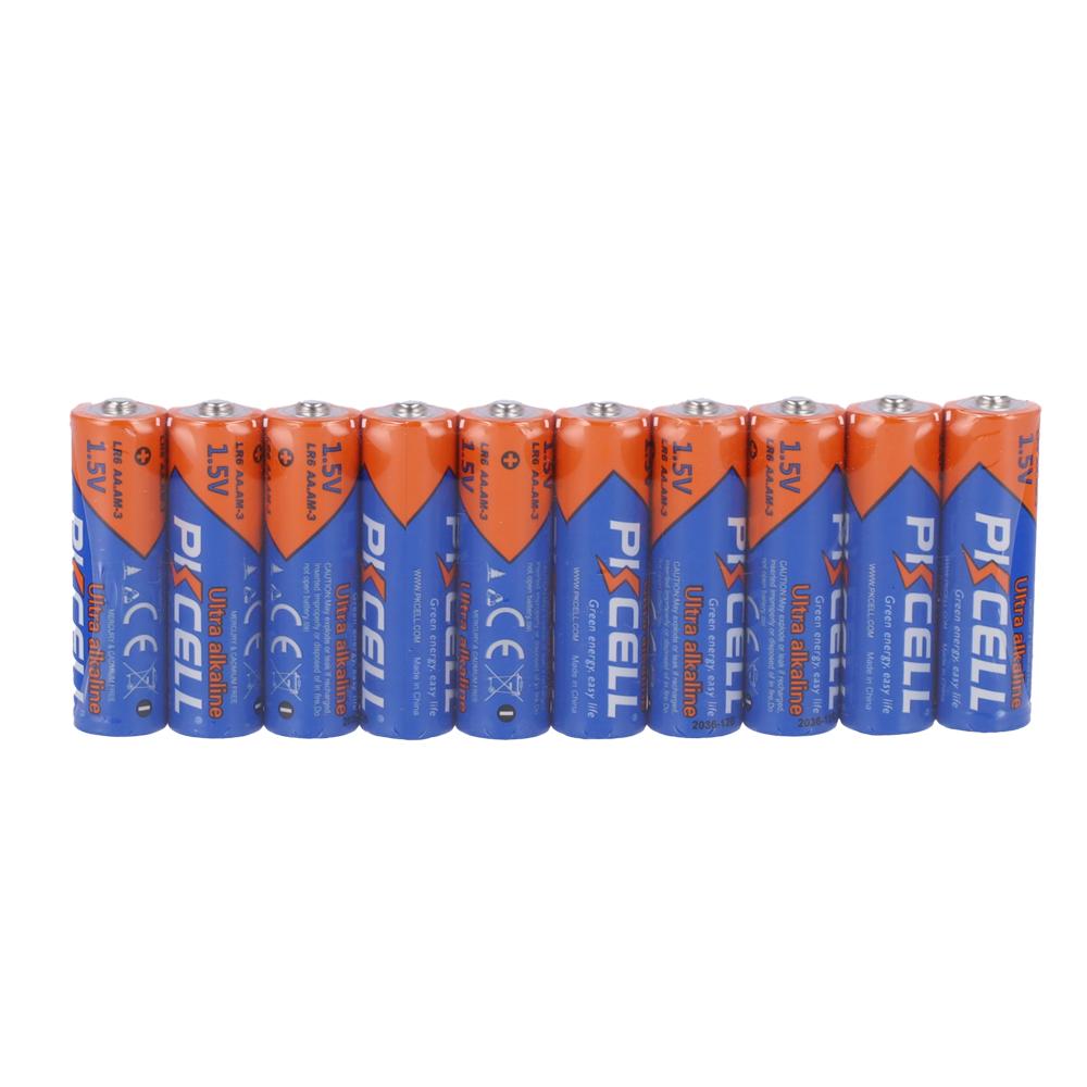 Pack 10x Pila LR6 / AA - PKCELL - Alcalina Zn-MnO2 non ricaricabile - Tensione 1.5V - Capacità nominale 1800mAh
