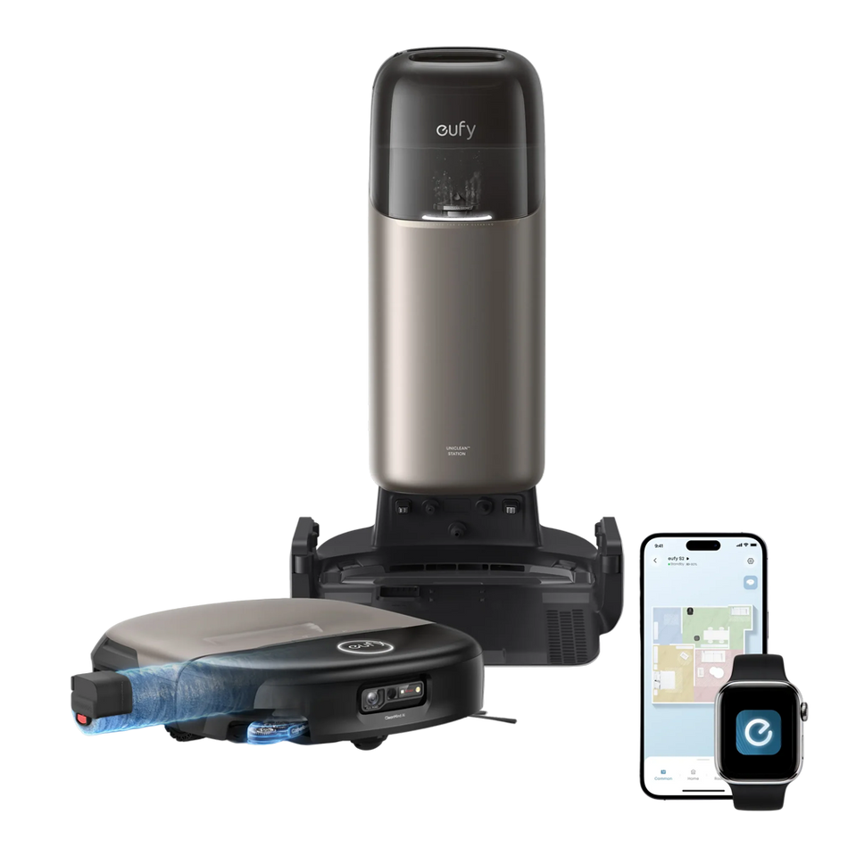 Eufy Robot Aspirapolvere Hydrojet S2 Onmi - Aspirazione AeroTurbo 2.0 da 30 000 Pa