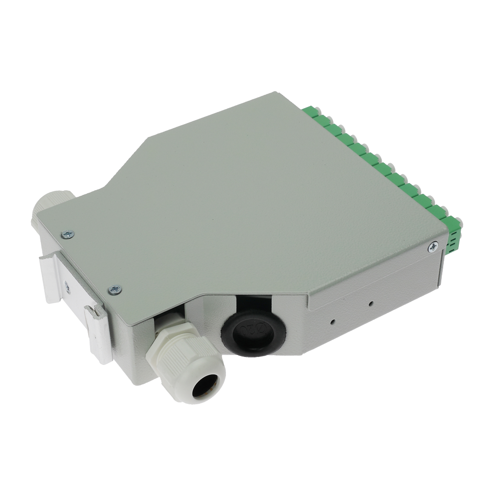 Box di distribuzione in fibra ottica per guida DIN - Include 12 adattatori LC duplex preinstallati