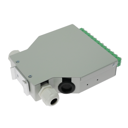 Box di distribuzione in fibra ottica per guida DIN - Include 12 adattatori LC duplex preinstallati