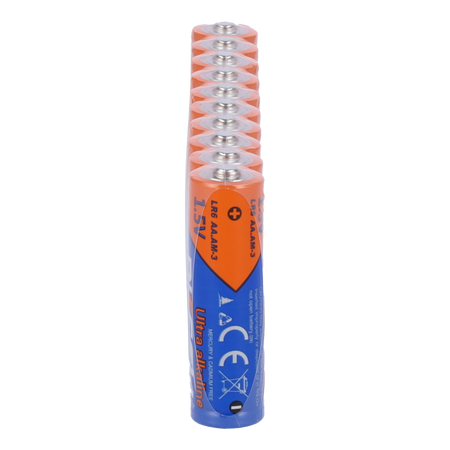 Pack 10x Pila LR6 / AA - PKCELL - Alcalina Zn-MnO2 non ricaricabile - Tensione 1.5V - Capacità nominale 1800mAh
