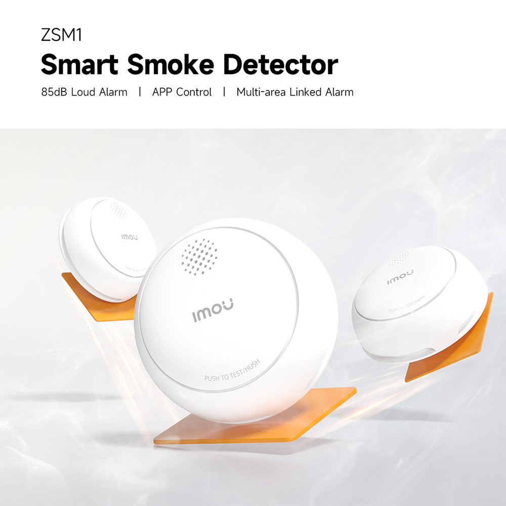 Rilevatore di fumo IMOU - Sirena 85 dB integrata - Protocollo Zigbee / Richiede Hub (incluso) - Multi-area Linked Alarm