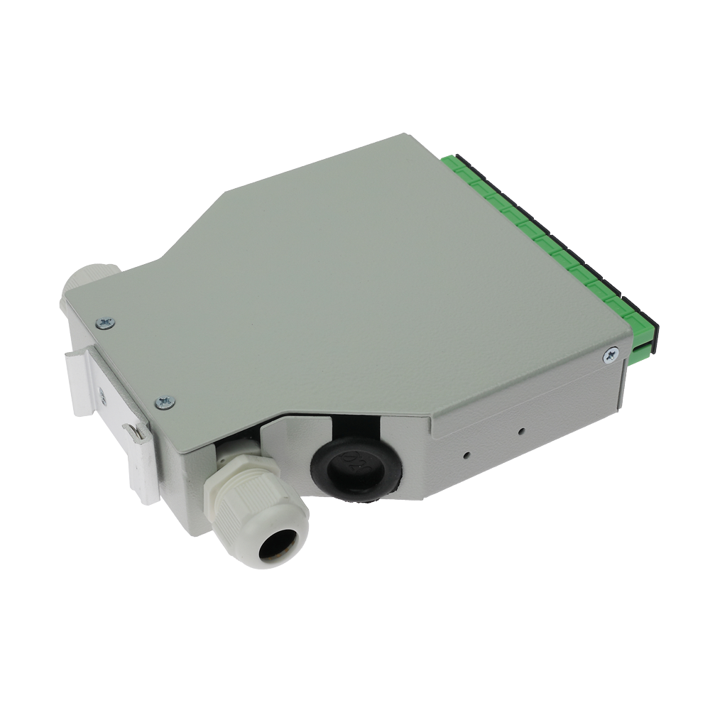 Box di distribuzione in fibra ottica per guida DIN - Include 12 adattatori SC simplex preinstallati