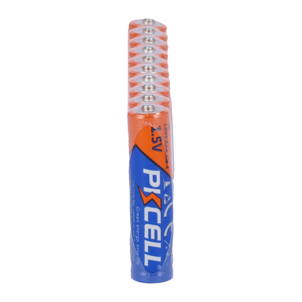 Pack 10x Pila LR03 / AAA - PKCELL - Alcalina Zn-MnO2 non ricaricabile - Tensione 1.5V - Capacità nominale 650mAh