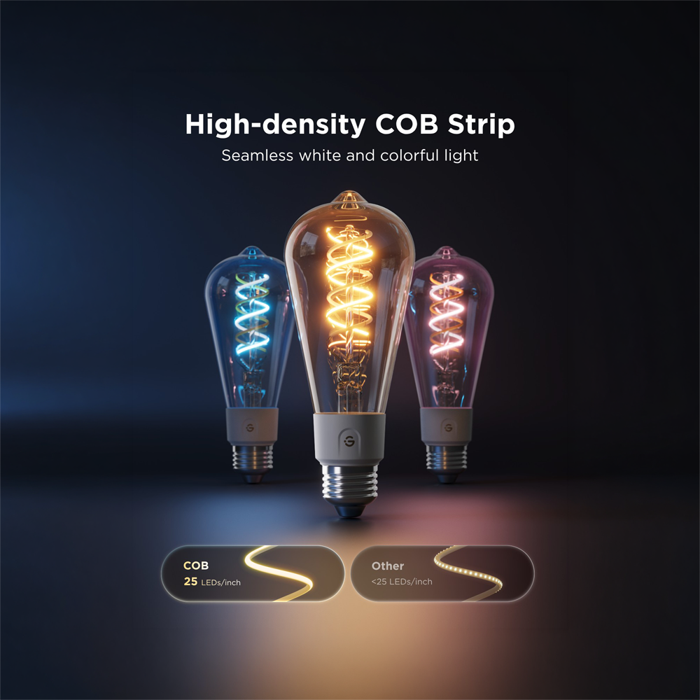 Lampadina intelligente Edison ST64 E27 Govee - Wi-Fi 2.4 GHz + Bluetooth - Colore segmentato + Bianco caldo/freddo