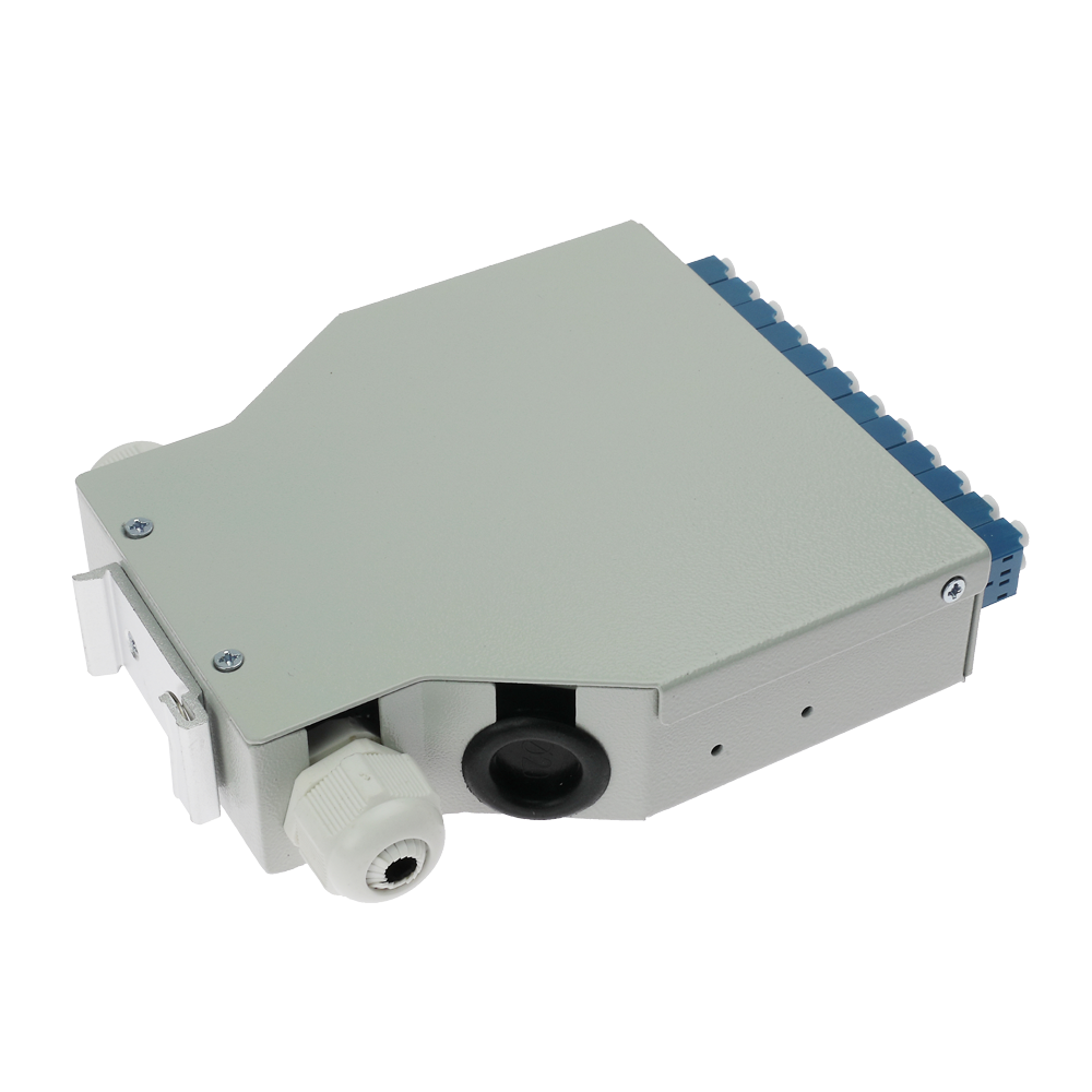 Box di distribuzione in fibra ottica per guida DIN - Include 12 adattatori LC duplex preinstallati
