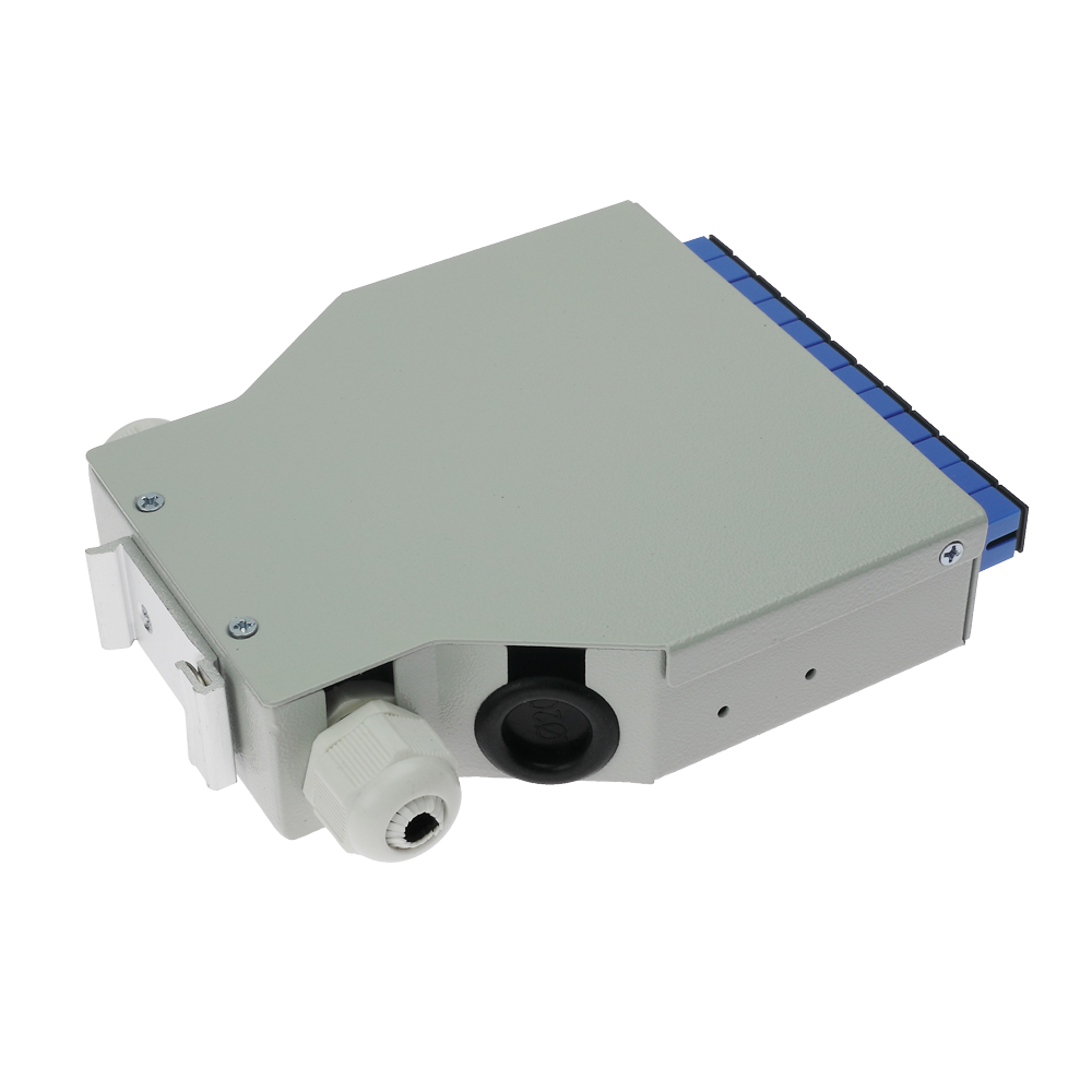 Box di distribuzione in fibra ottica per guida DIN - Include 12 adattatori SC simplex preinstallati