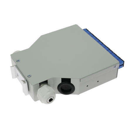 Box di distribuzione in fibra ottica per guida DIN - Include 12 adattatori SC simplex preinstallati