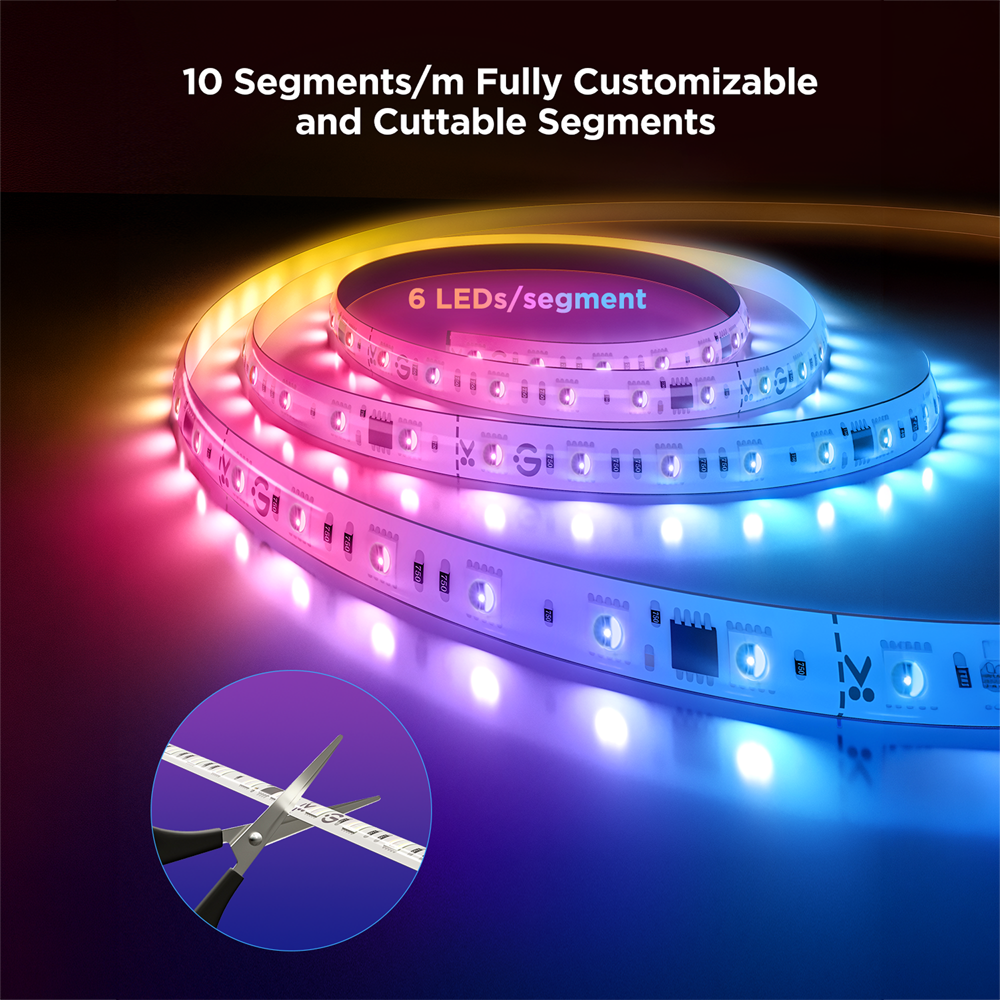 Govee Striscia LED Phantasy intelligente 10m - Wi-Fi 2.4 GHz + Bluetooth - Colore RGBWW segmentato - 200 lumen/m