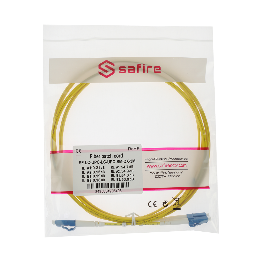 Safire Cavo di collegamento in fibra ottica - Fibra monomodale G657A2 ad alte prestazioni - Connettori LC UPC in formato