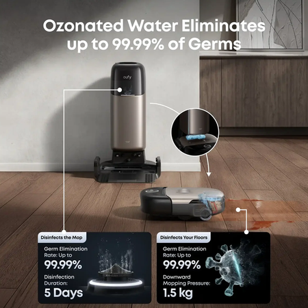 Eufy Robot Aspirapolvere Hydrojet S2 Onmi - Aspirazione AeroTurbo 2.0 da 30 000 Pa
