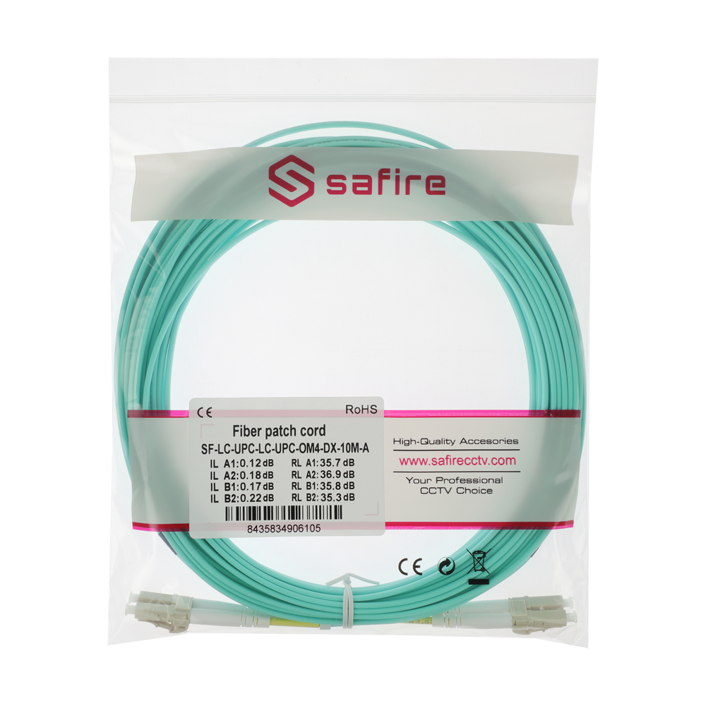 Safire Cavo di collegamento in fibra ottica - Fibra multimodale OM4 ad alta velocità - Connettori LC UPC in formato dupl